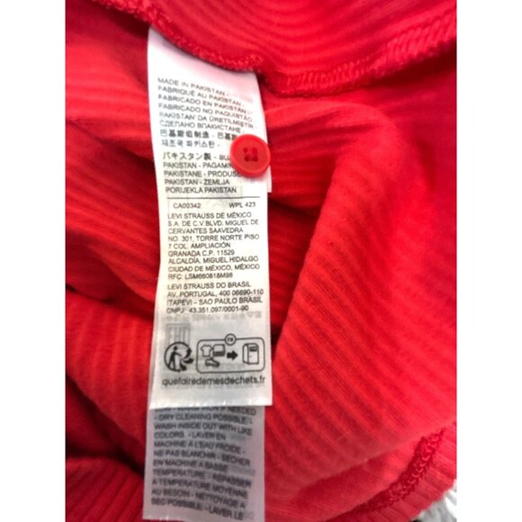 Levi’s Womens Top Cropped Button Ribbed Red V-Neck Button-Up Size XS - Picture 4 of 6